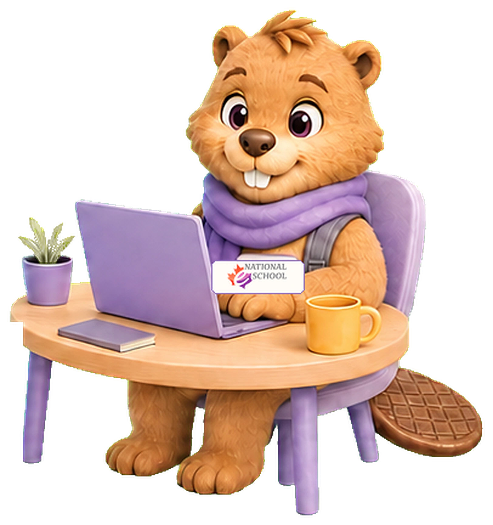 Nori studying on a laptop